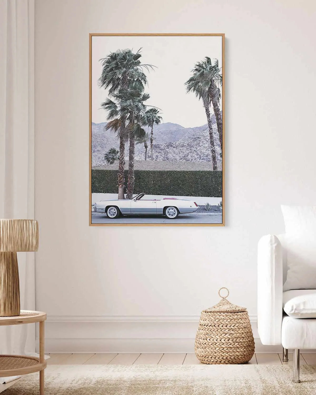 Silver Cadillac, Palm Springs | Framed Canvas Art Print from Olive et Oriel where you can shop wallpaper and artworks online