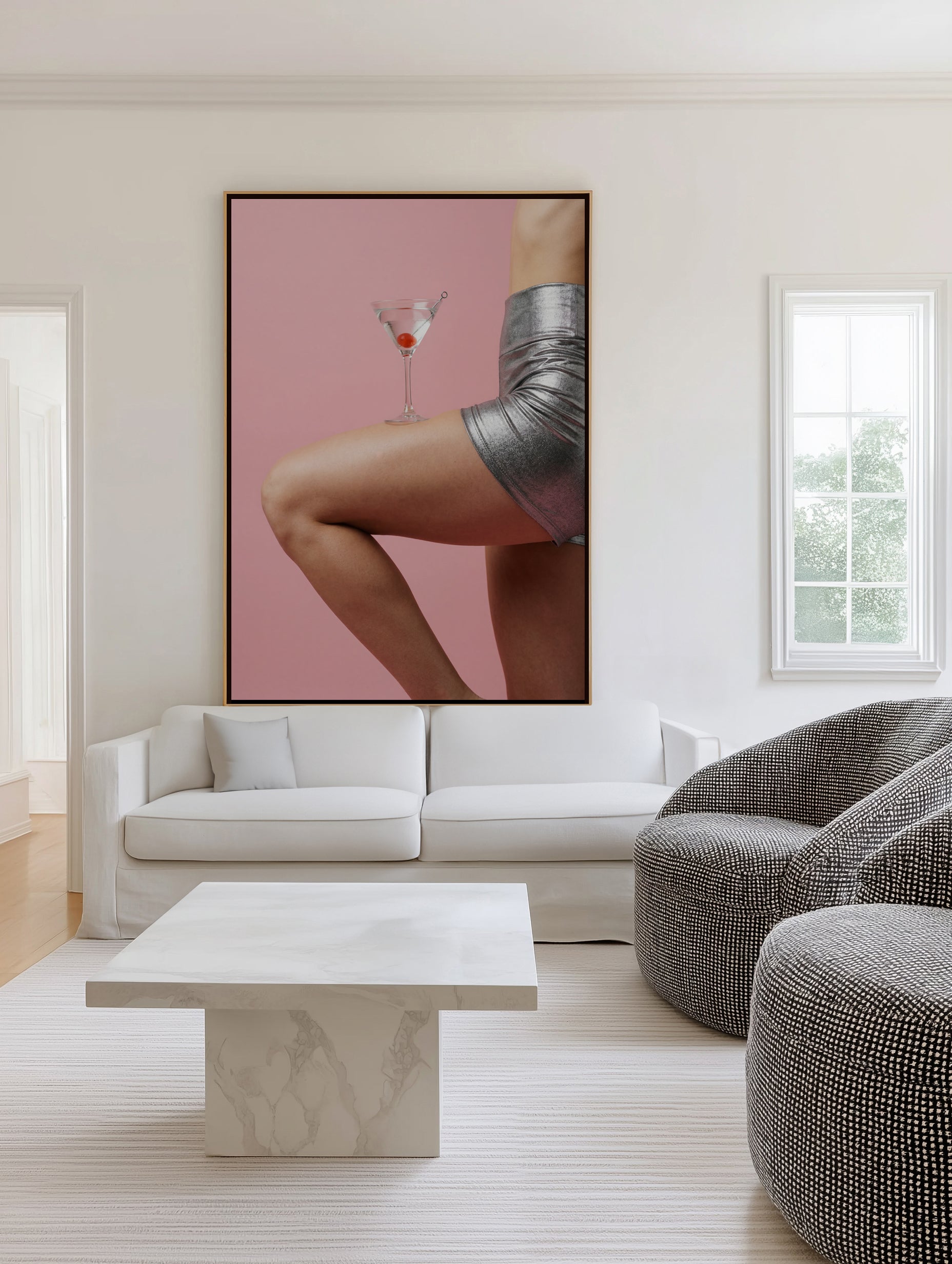 Silver Shorts Martini by Andreas Magnusson | Framed Canvas Art Print