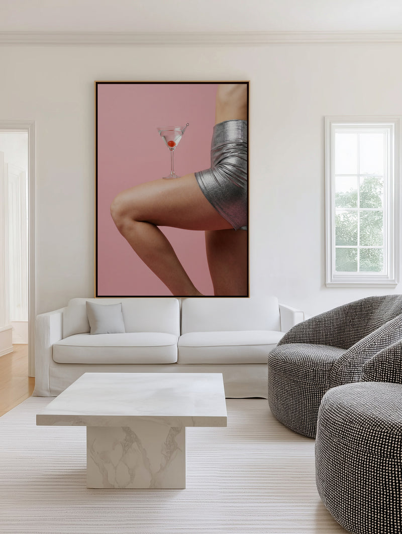 Silver Shorts Martini by Andreas Magnusson | Framed Canvas Art Print