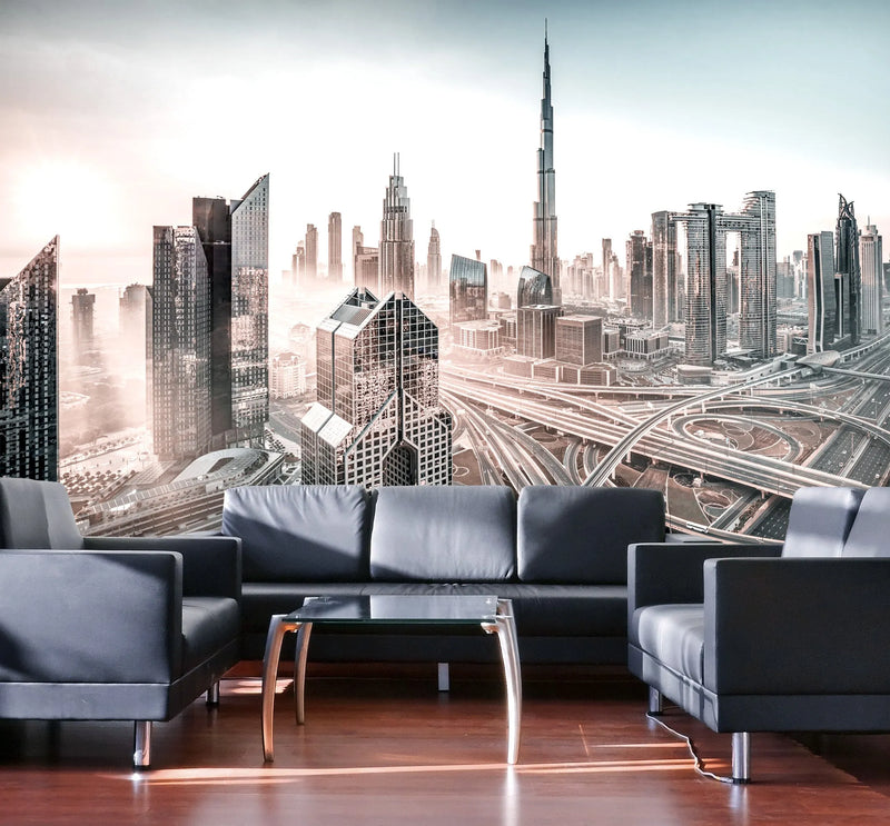 Silver City | Dubai Photo Mural Wallpaper from Olive et Oriel where you can shop wallpaper and artworks online