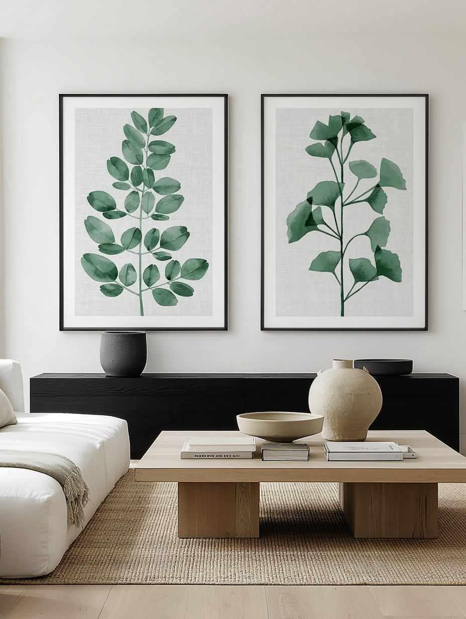 Simple Leaf Green I & II Art Print Set of 2 | Matching Wall Art from Olive et Oriel where you can shop wallpaper and artworks online