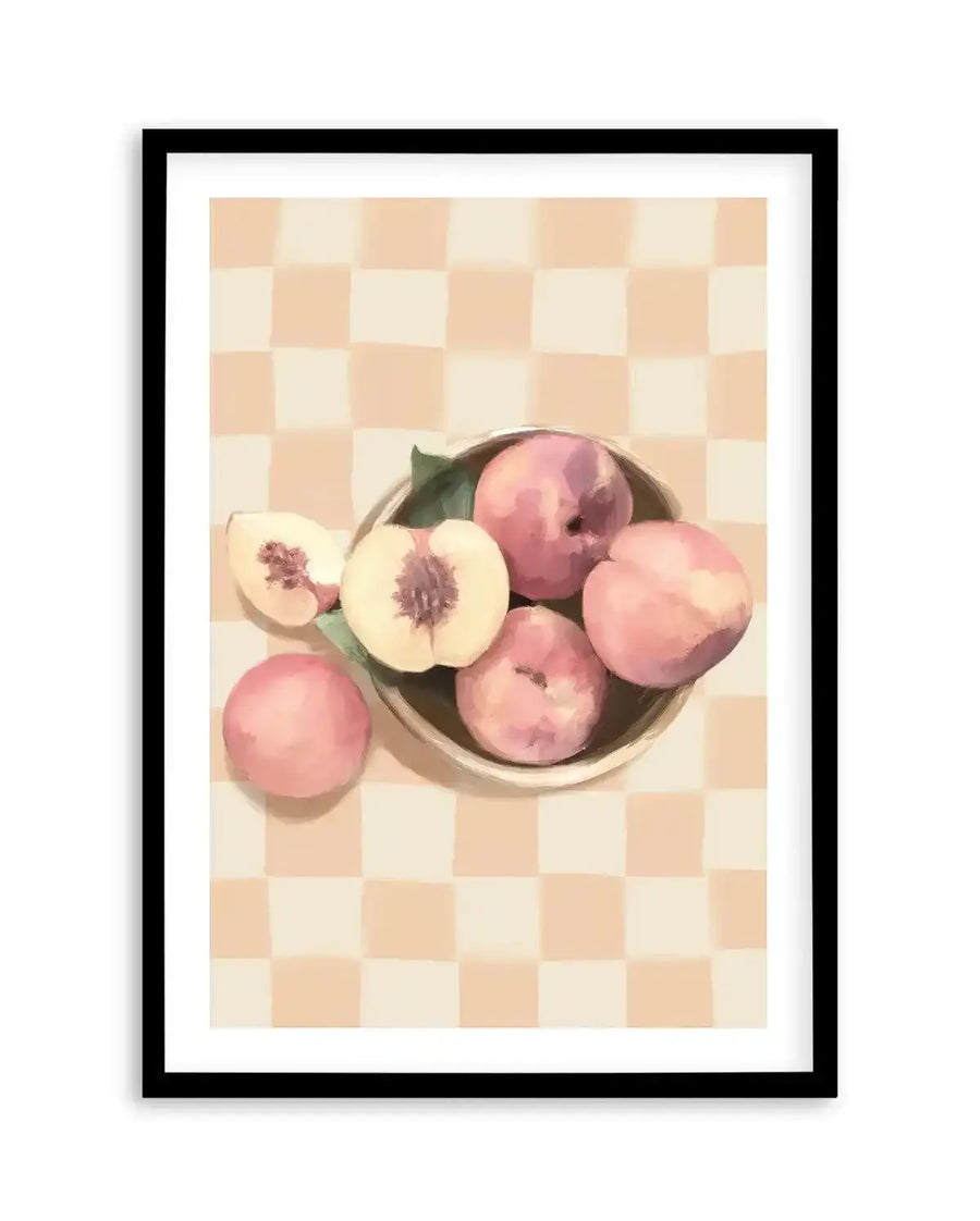 Simply Peachy on Check | Art Print from Olive et Oriel where you can shop wallpaper and artworks online
