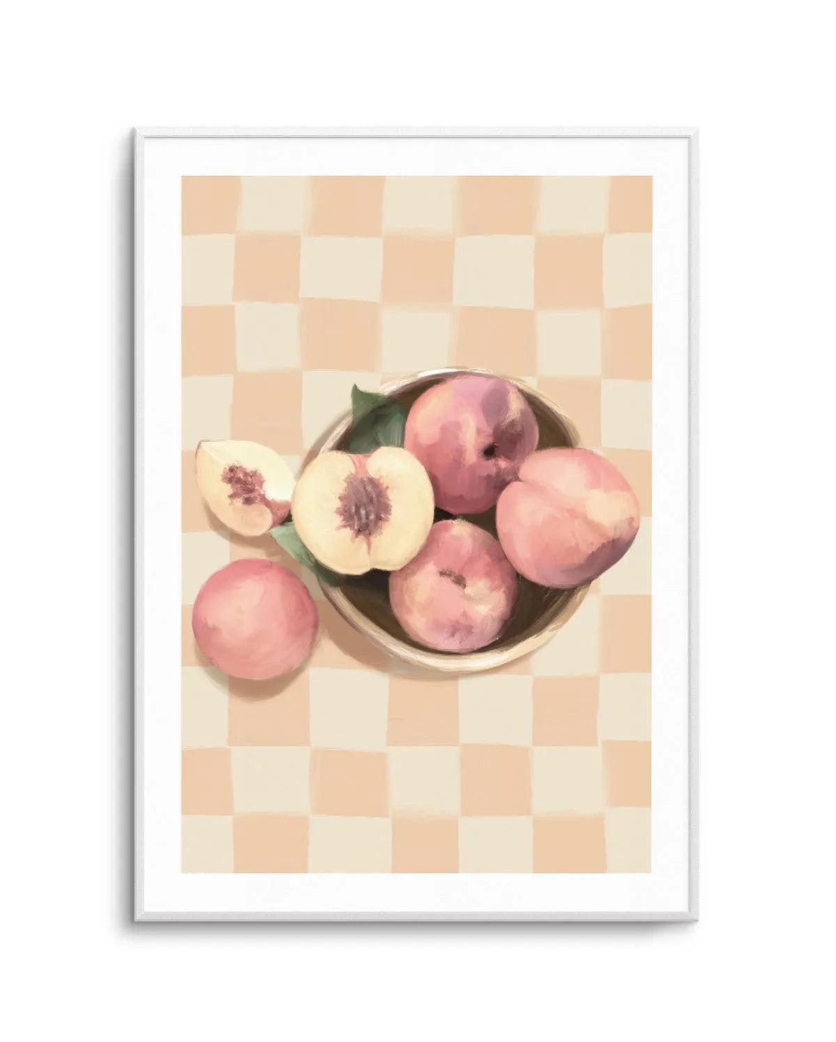 Simply Peachy on Check | Art Print from Olive et Oriel where you can shop wallpaper and artworks online