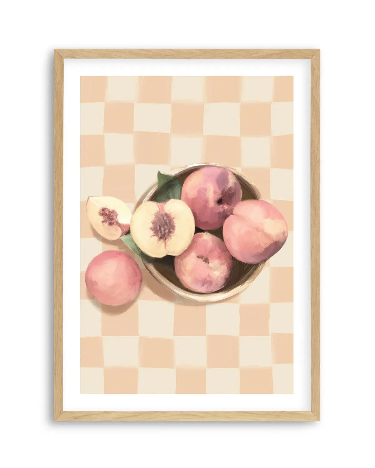 Simply Peachy on Check | Art Print from Olive et Oriel where you can shop wallpaper and artworks online