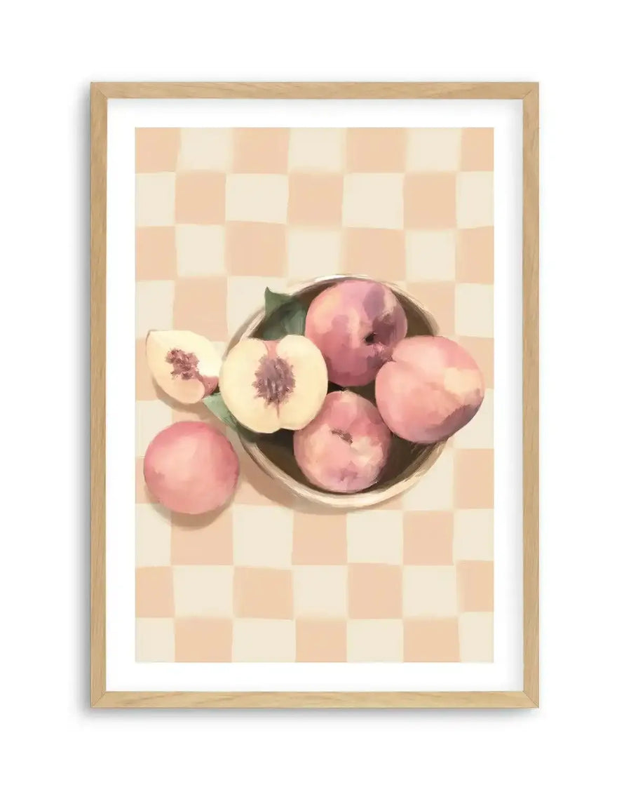 Simply Peachy on Check | Art Print from Olive et Oriel where you can shop wallpaper and artworks online