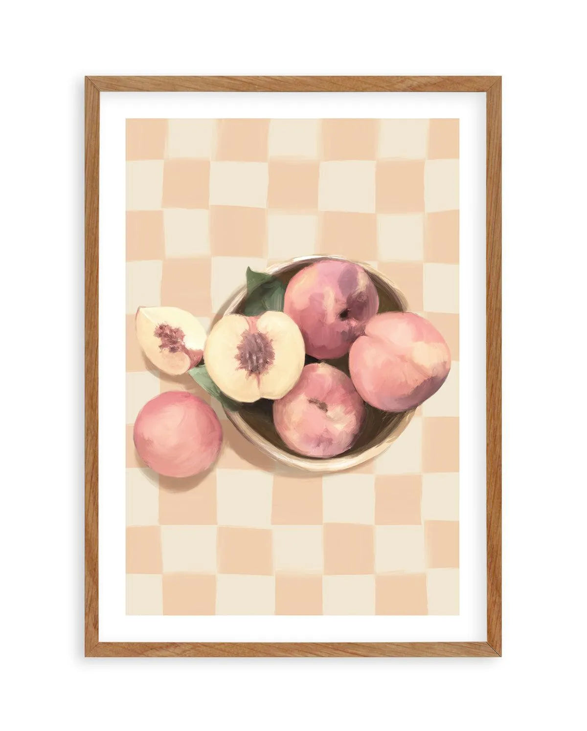 Simply Peachy on Check | Art Print from Olive et Oriel where you can shop wallpaper and artworks online