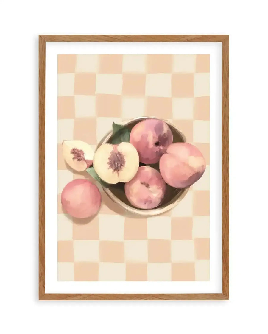 Simply Peachy on Check | Art Print from Olive et Oriel where you can shop wallpaper and artworks online