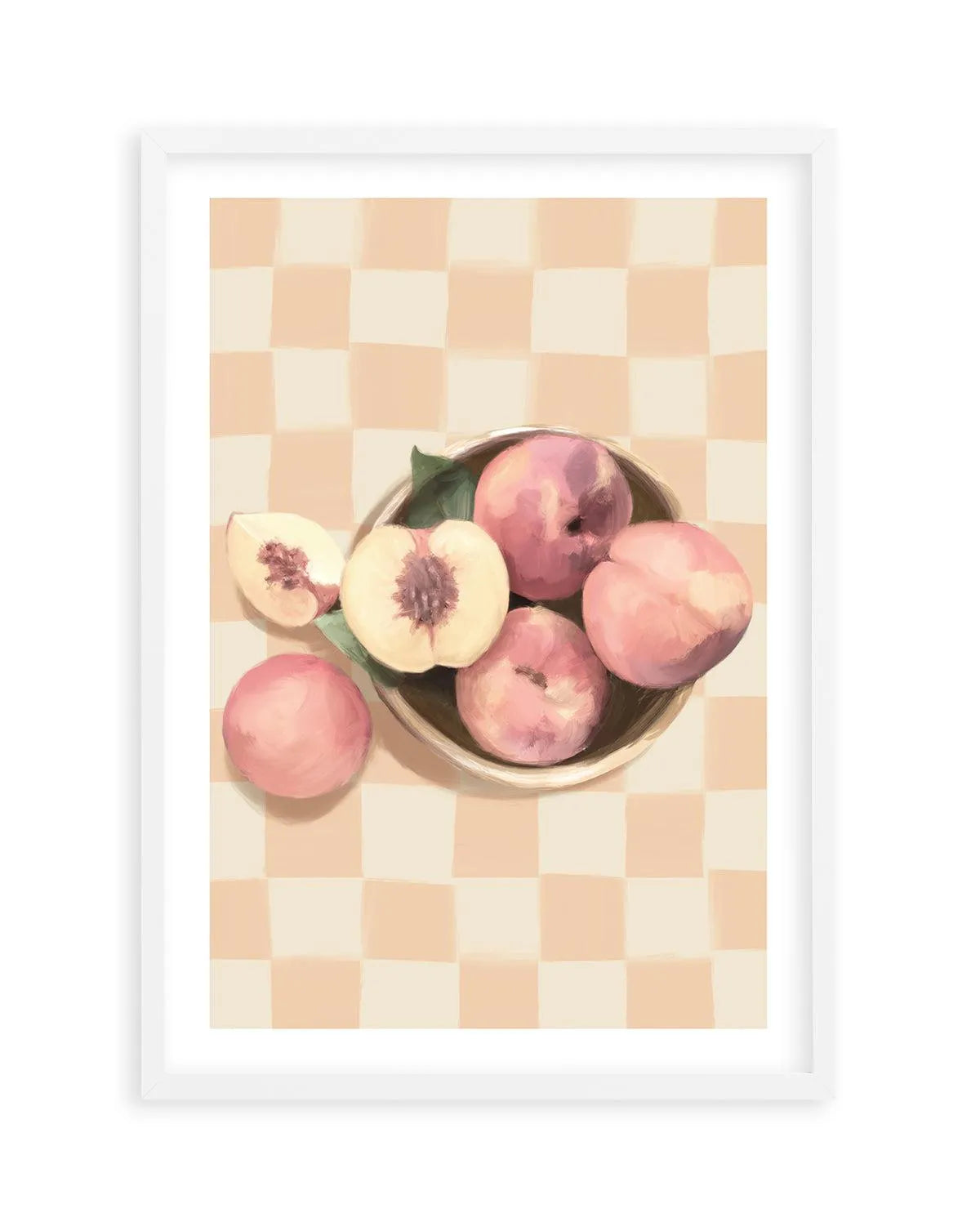 Simply Peachy on Check | Art Print from Olive et Oriel where you can shop wallpaper and artworks online
