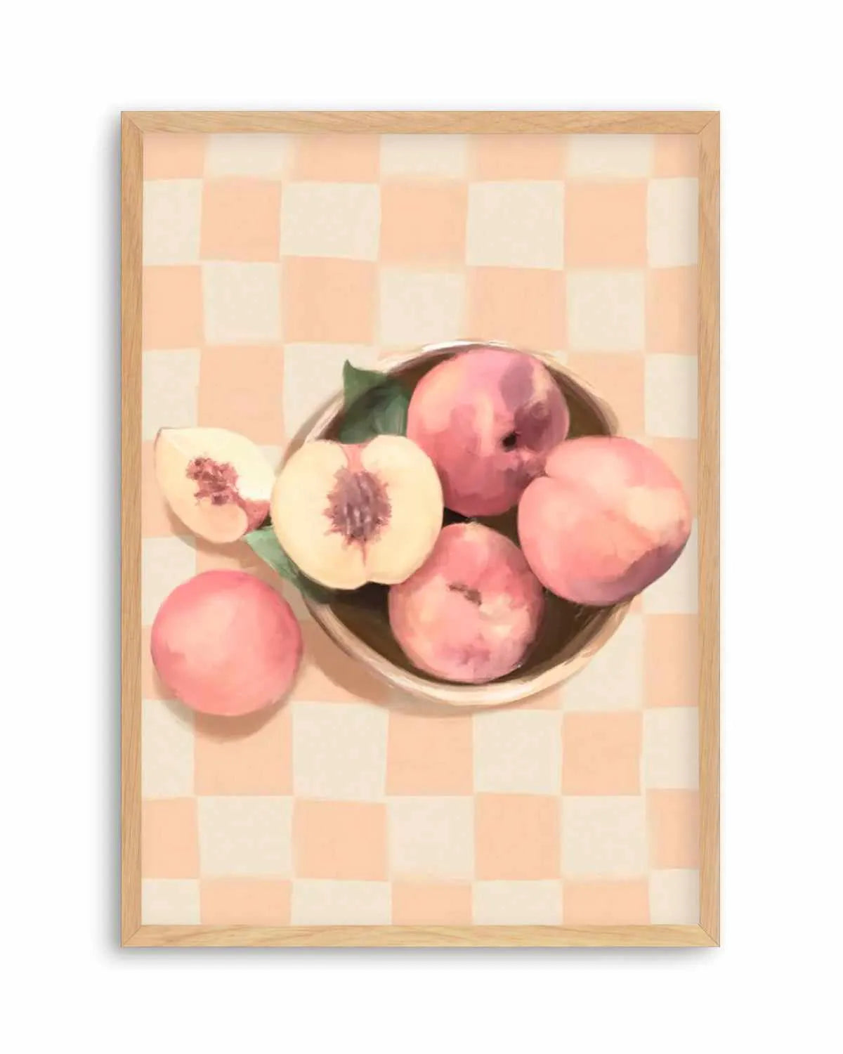 Simply Peachy on Check | Art Print from Olive et Oriel where you can shop wallpaper and artworks online