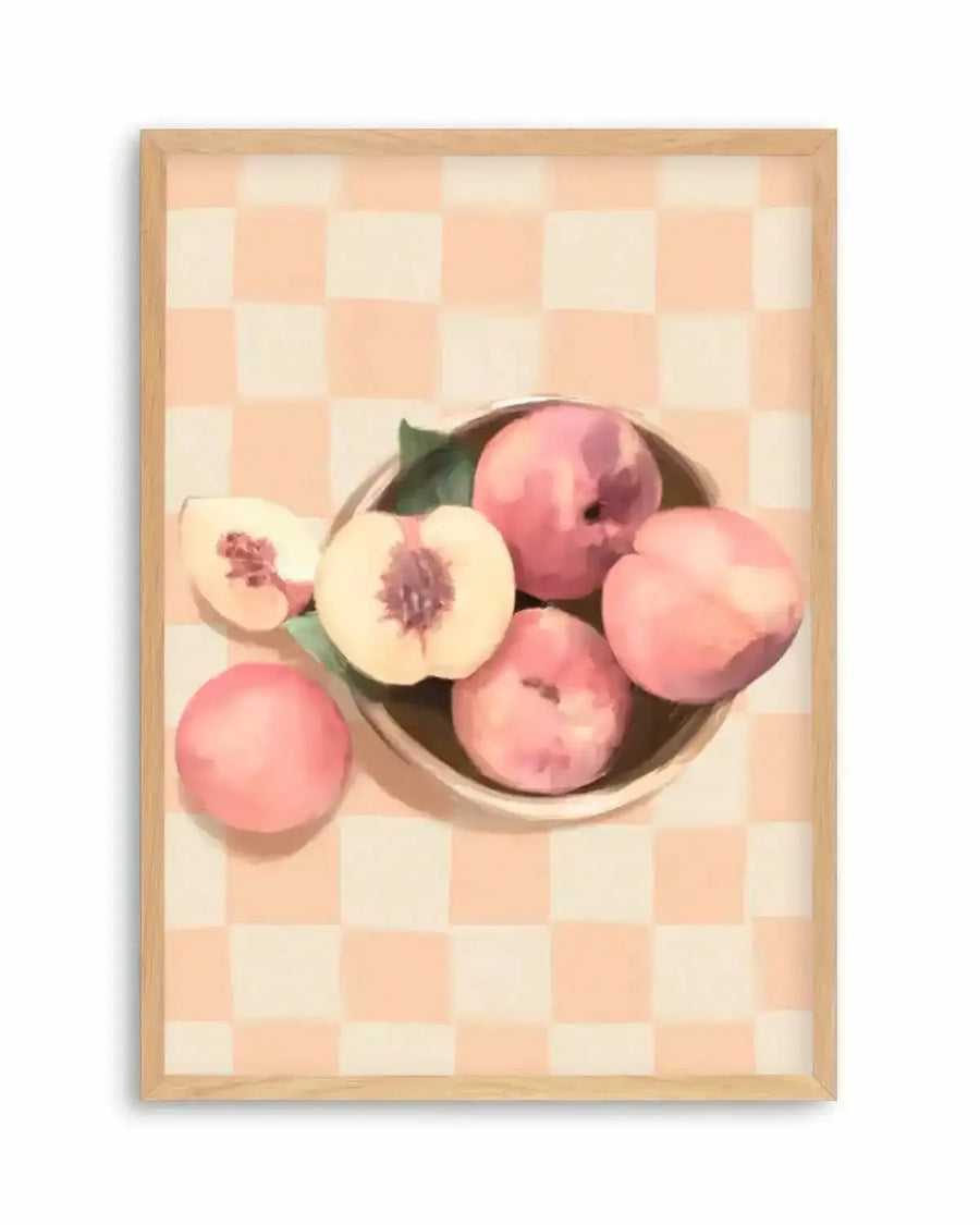 Simply Peachy on Check | Art Print from Olive et Oriel where you can shop wallpaper and artworks online