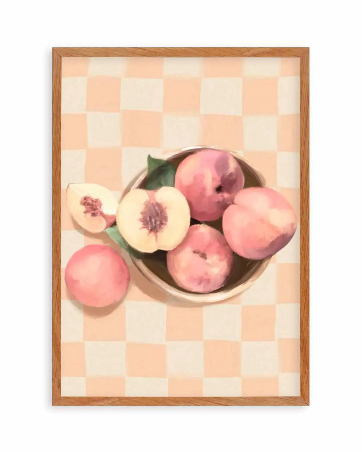 Simply Peachy on Check | Art Print from Olive et Oriel where you can shop wallpaper and artworks online