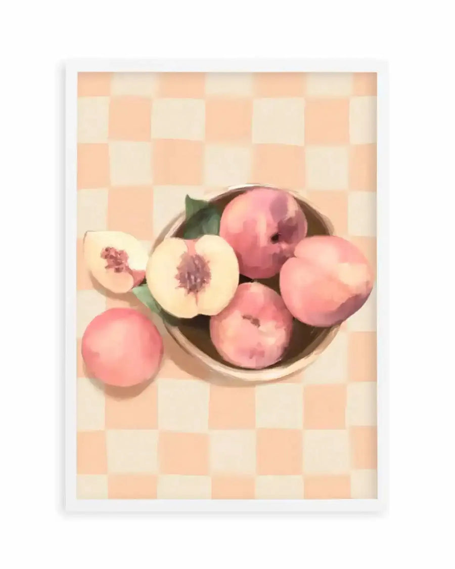 Simply Peachy on Check | Art Print from Olive et Oriel where you can shop wallpaper and artworks online