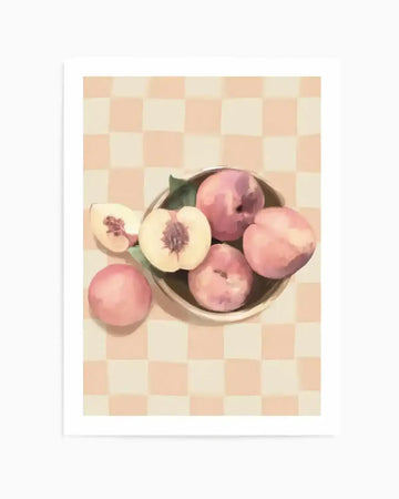 Simply Peachy on Check | Art Print from Olive et Oriel where you can shop wallpaper and artworks online