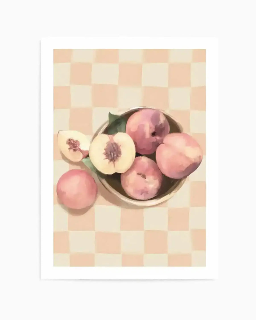 Simply Peachy on Check | Art Print from Olive et Oriel where you can shop wallpaper and artworks online