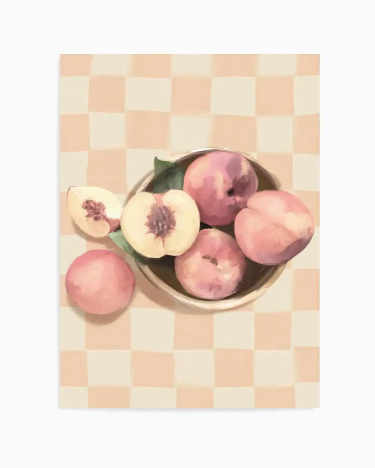 Simply Peachy on Check | Art Print from Olive et Oriel where you can shop wallpaper and artworks online