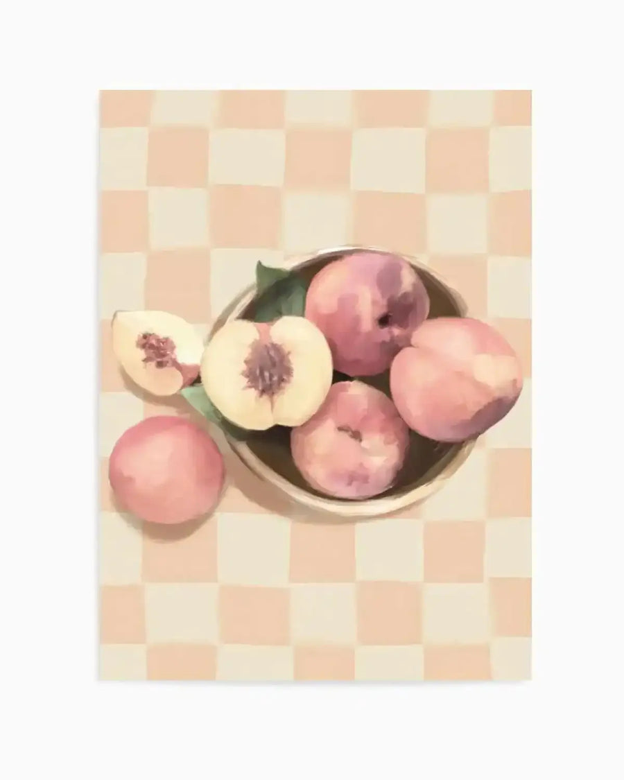 Simply Peachy on Check | Art Print from Olive et Oriel where you can shop wallpaper and artworks online
