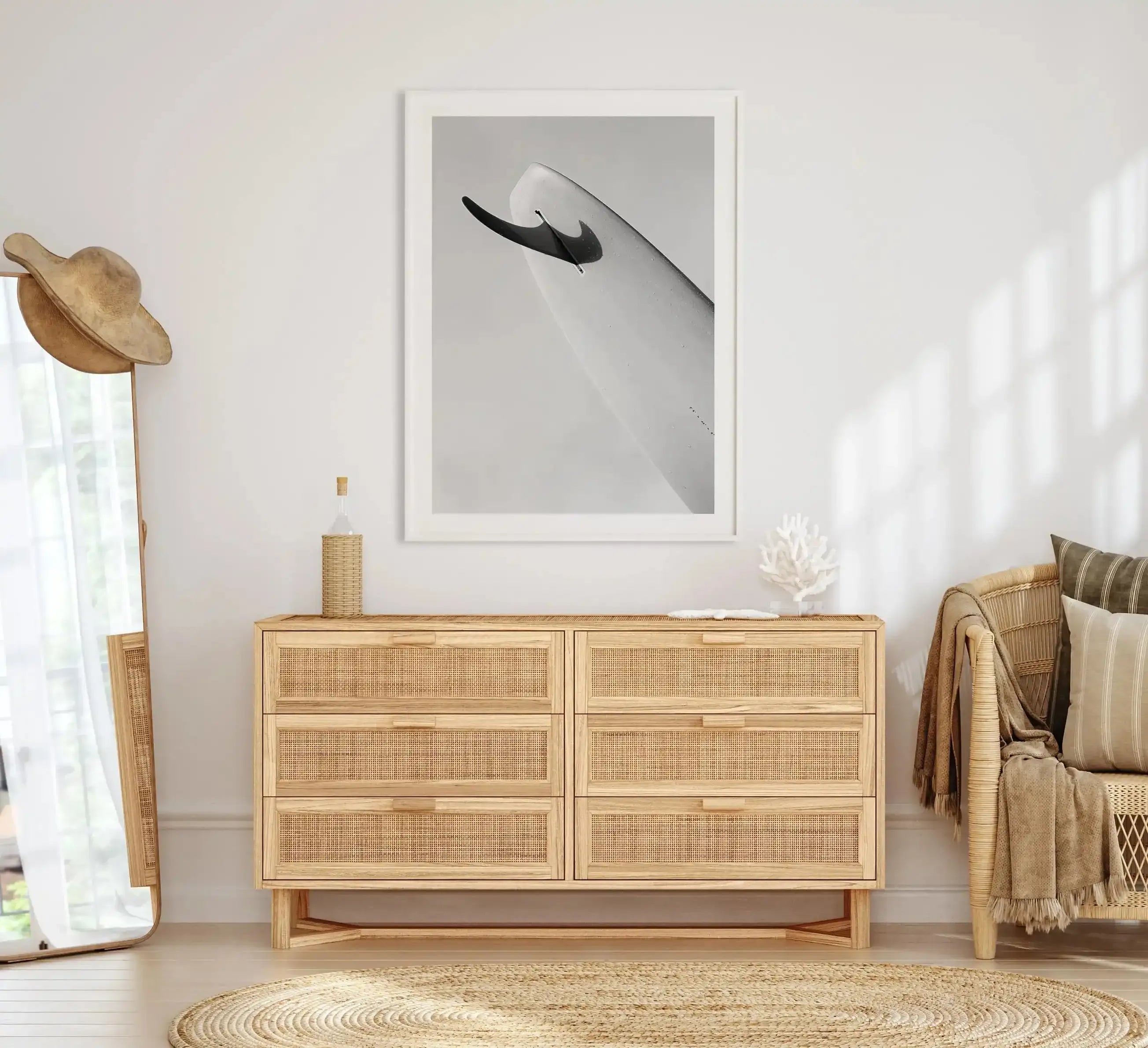 Single Fin B&W by Mario Stefanelli Art Print-PRINT-Olive et Oriel-Mario Stefanelli-Buy-Australian-Art-Prints-Online-with-Olive-et-Oriel-Your-Artwork-Specialists-Austrailia-Decorate-With-Coastal-Photo-Wall-Art-Prints-From-Our-Beach-House-Artwork-Collection-Fine-Poster-and-Framed-Artwork