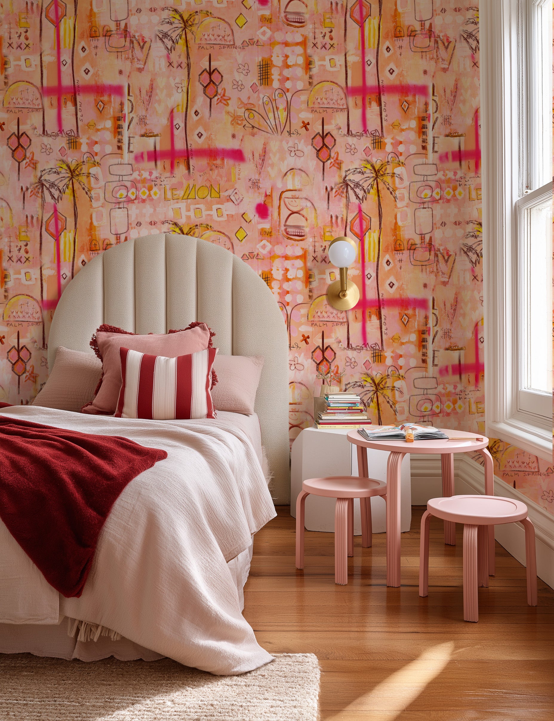 Sipping Lemonade Wallpaper by Jackie Green from Olive et Oriel where you can shop wallpaper and artworks online