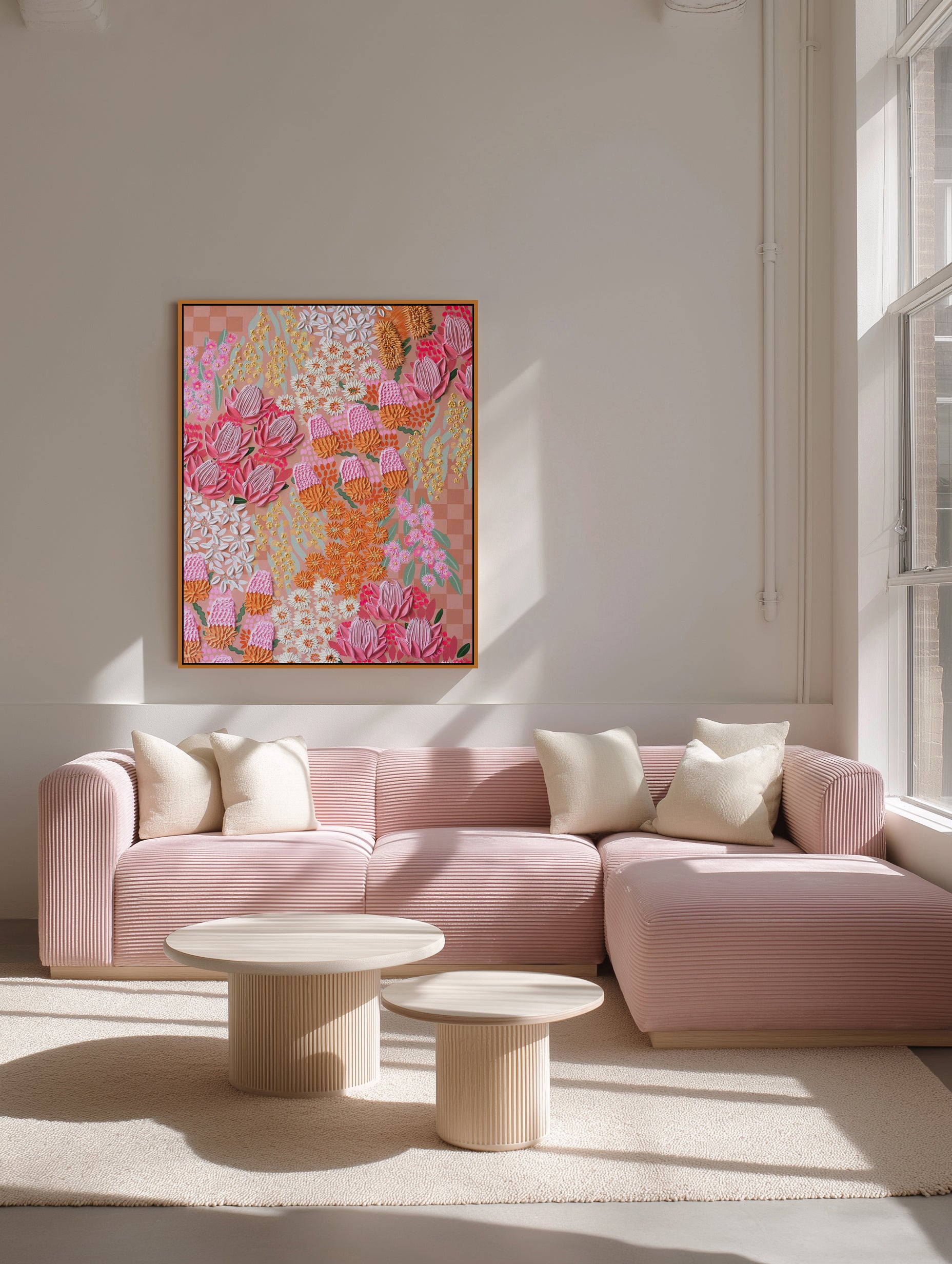 Sit Stay Portrait by Alex Mason | Framed Canvas Art Print from Olive et Oriel where you can shop wallpaper and artworks online