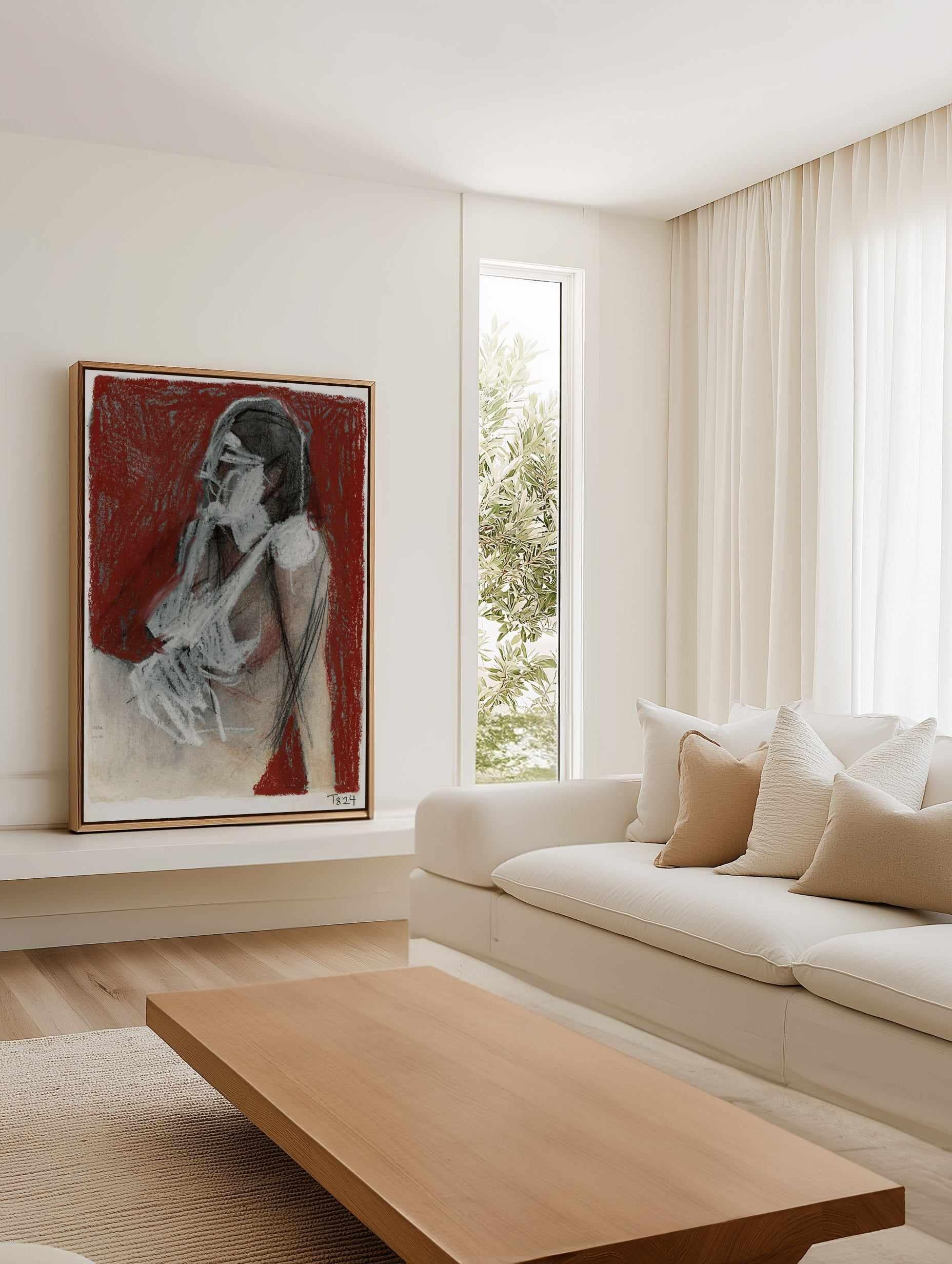 Sitting Woman by Tore Bahnson | Framed Canvas Art Print from Olive et Oriel where you can shop wallpaper and artworks online