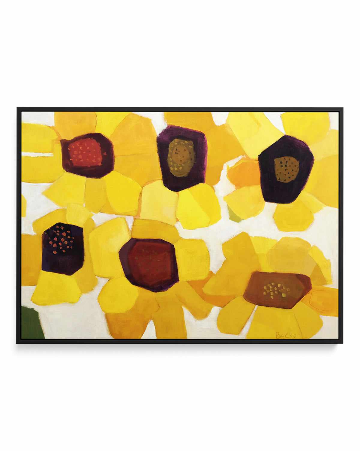 Six Sunflowers by Anne Becker | Framed Canvas Art Print