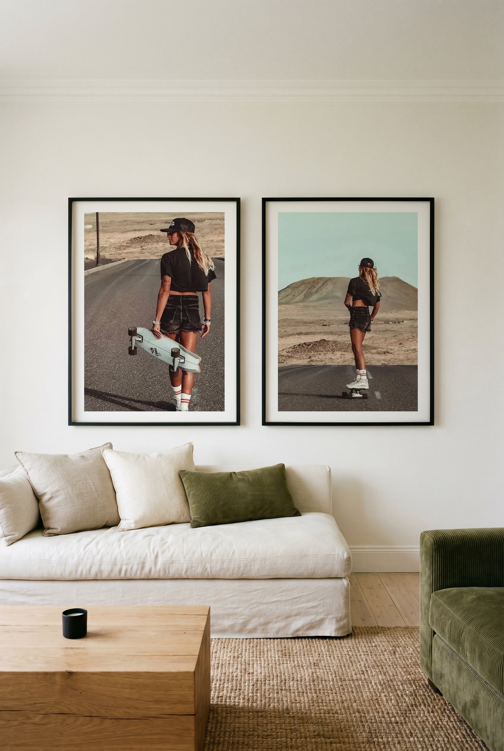 Skater Girl & Skate Cruising by Marina Brisset Art Print Set of 2 | Matching Wall Art