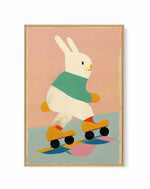 Skating bunny By Treechild | Framed Canvas Art Print