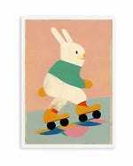 Skating bunny By Treechild | Art Print