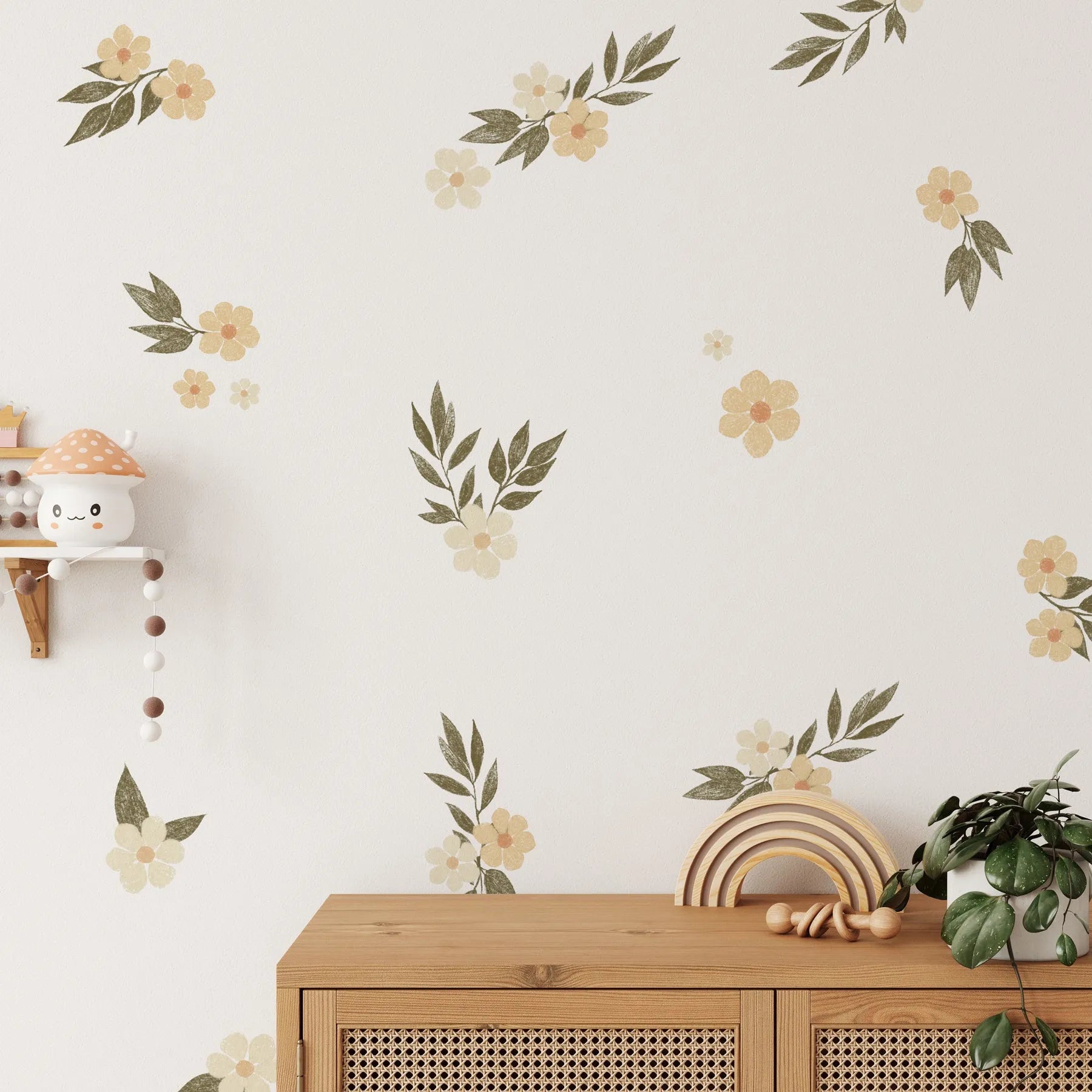 Sketched Daisies Decal Set from Olive et Oriel where you can shop wallpaper and artworks online