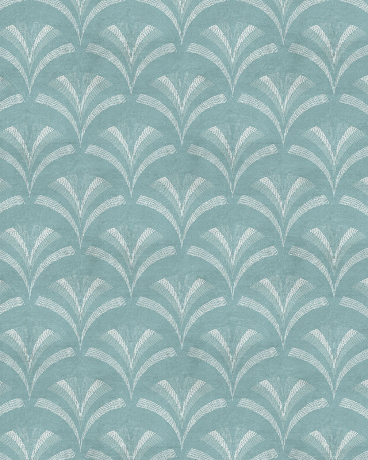 Sketched Deco Scallops Teal Blue Wallpaper