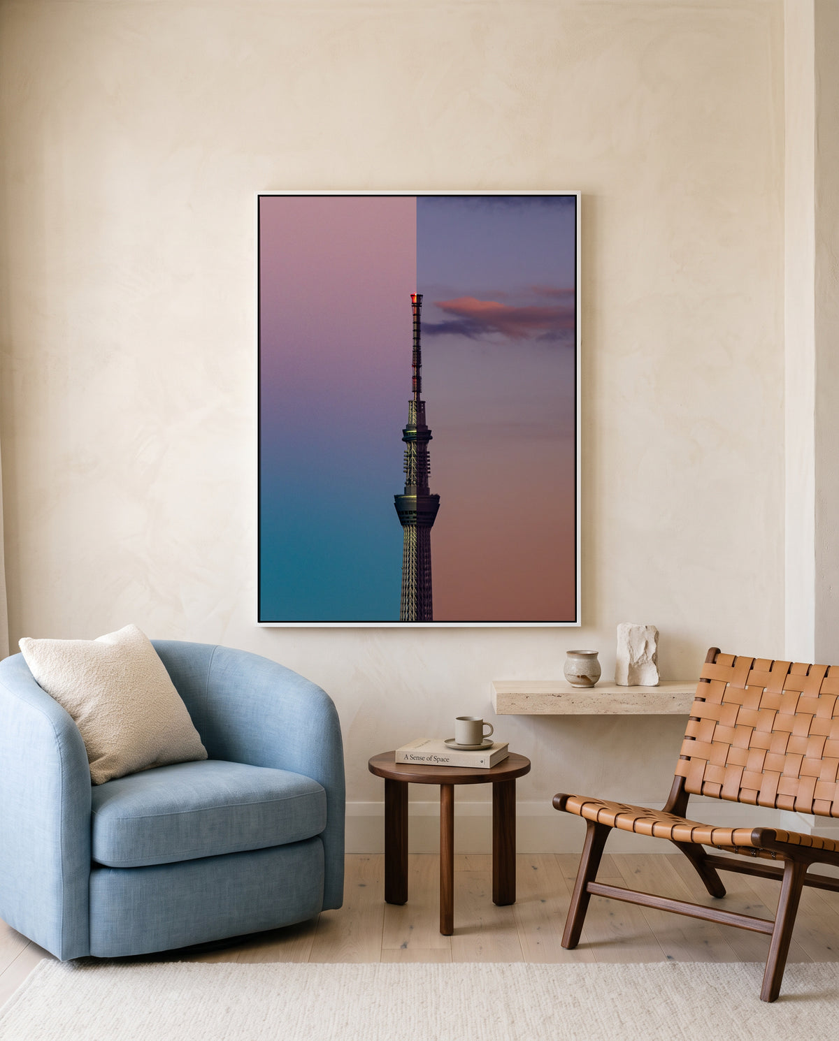 Skytree Sunset Gradient by Sakashita | Framed Canvas Art Print