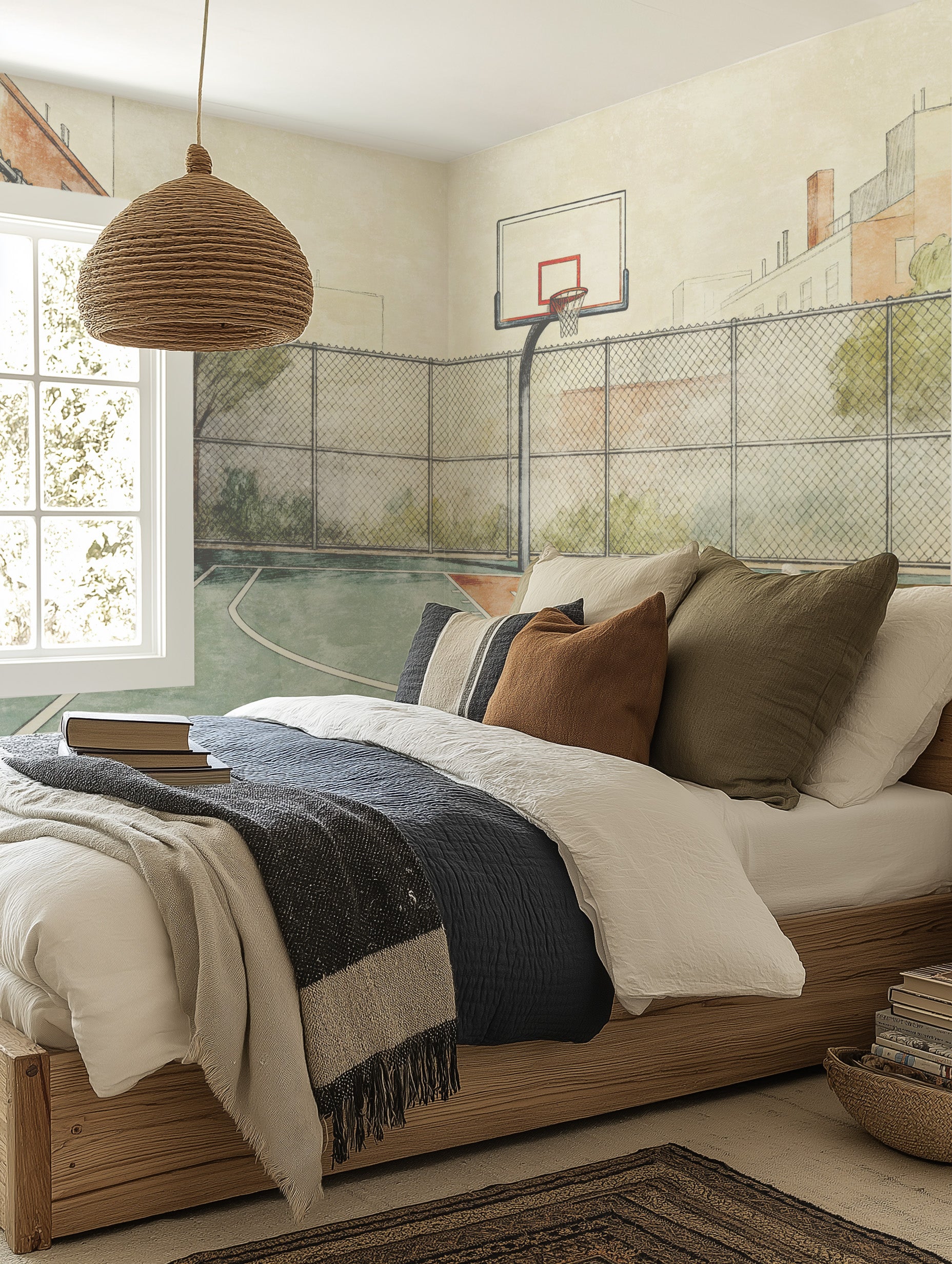 Slam Dunk Basketball Mural Wallpaper from Olive et Oriel where you can shop wallpaper and artworks online