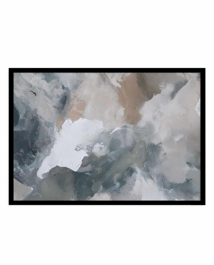 Slate Veil II | Art Print abstract art print oak frame with white border