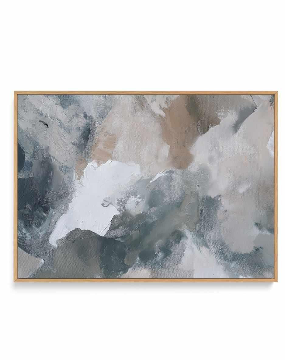 Slate Veil II Framed Canvas Art Print — framed canvas wall art Australia oak frame