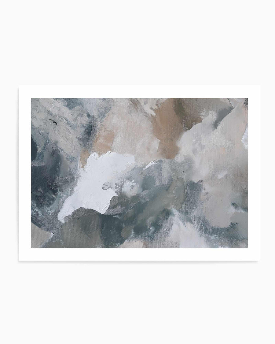 Slate Veil II | Art Print abstract art print oak frame with white border