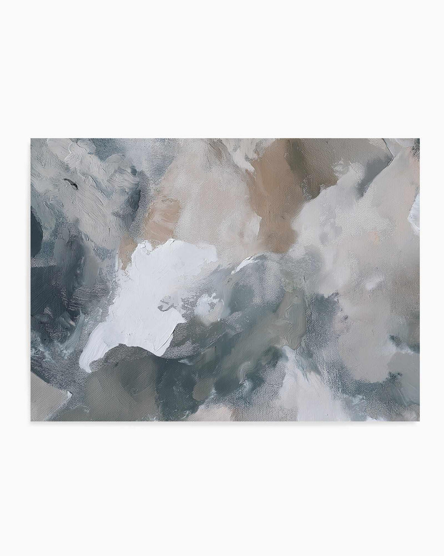 Slate Veil II | Art Print abstract art print oak frame with white border