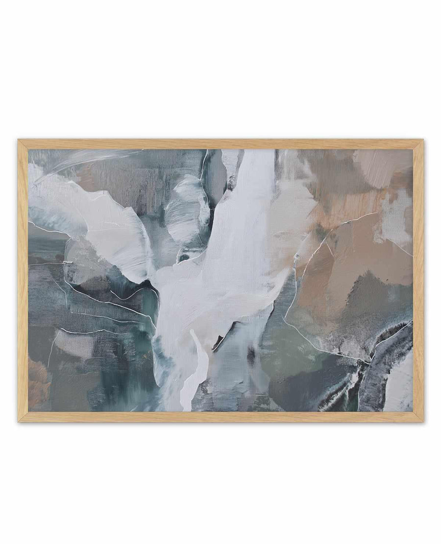 Slate Veil III | Art Print abstract art print oak frame with white border