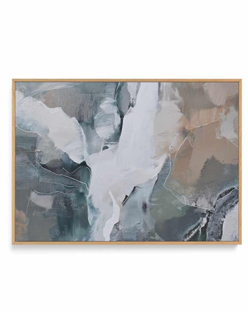 Slate Veil III Framed Canvas Art Print — framed canvas wall art Australia oak frame