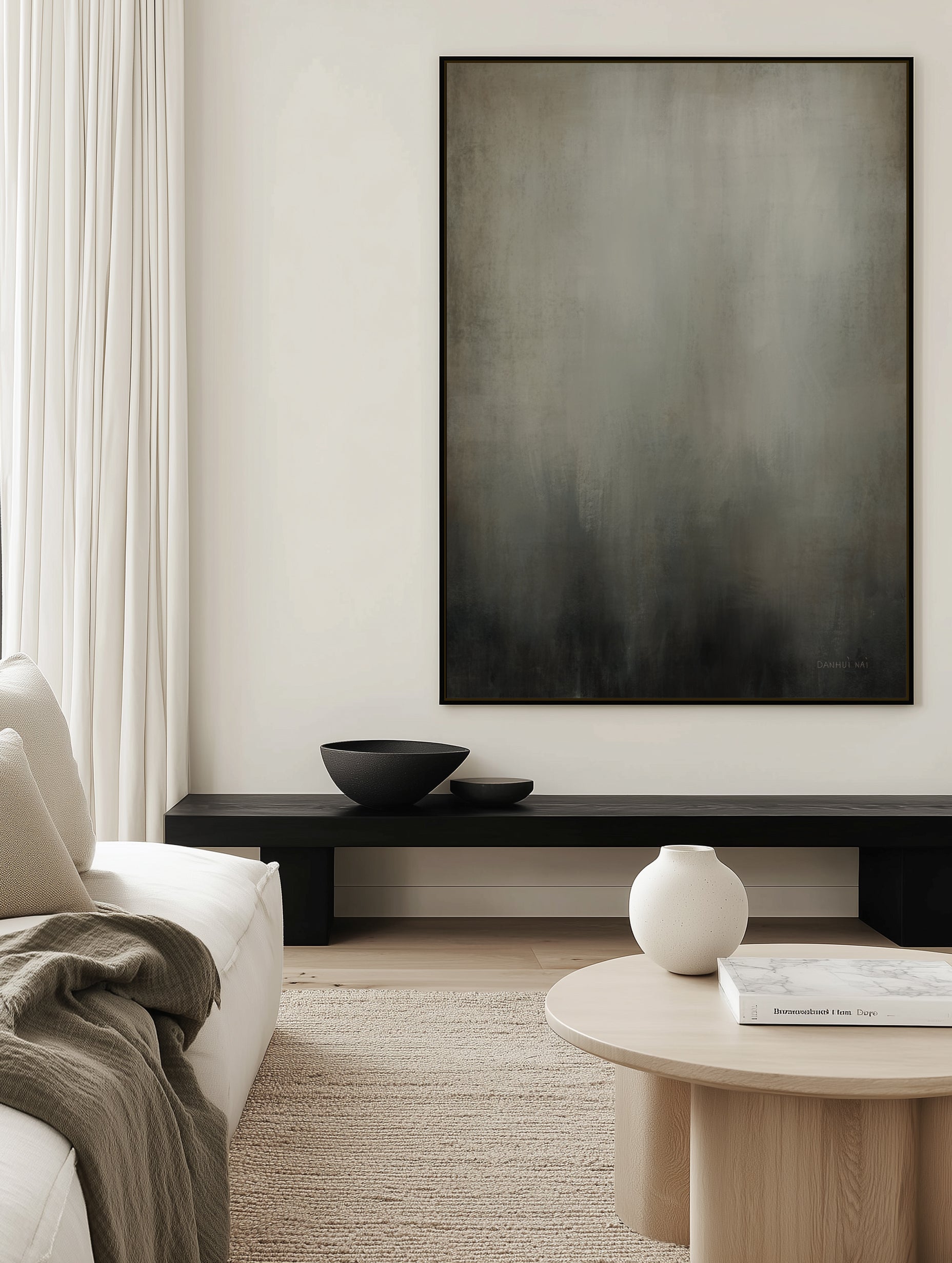Smoky Abstract by Danhui Nai | Framed Canvas Art Print