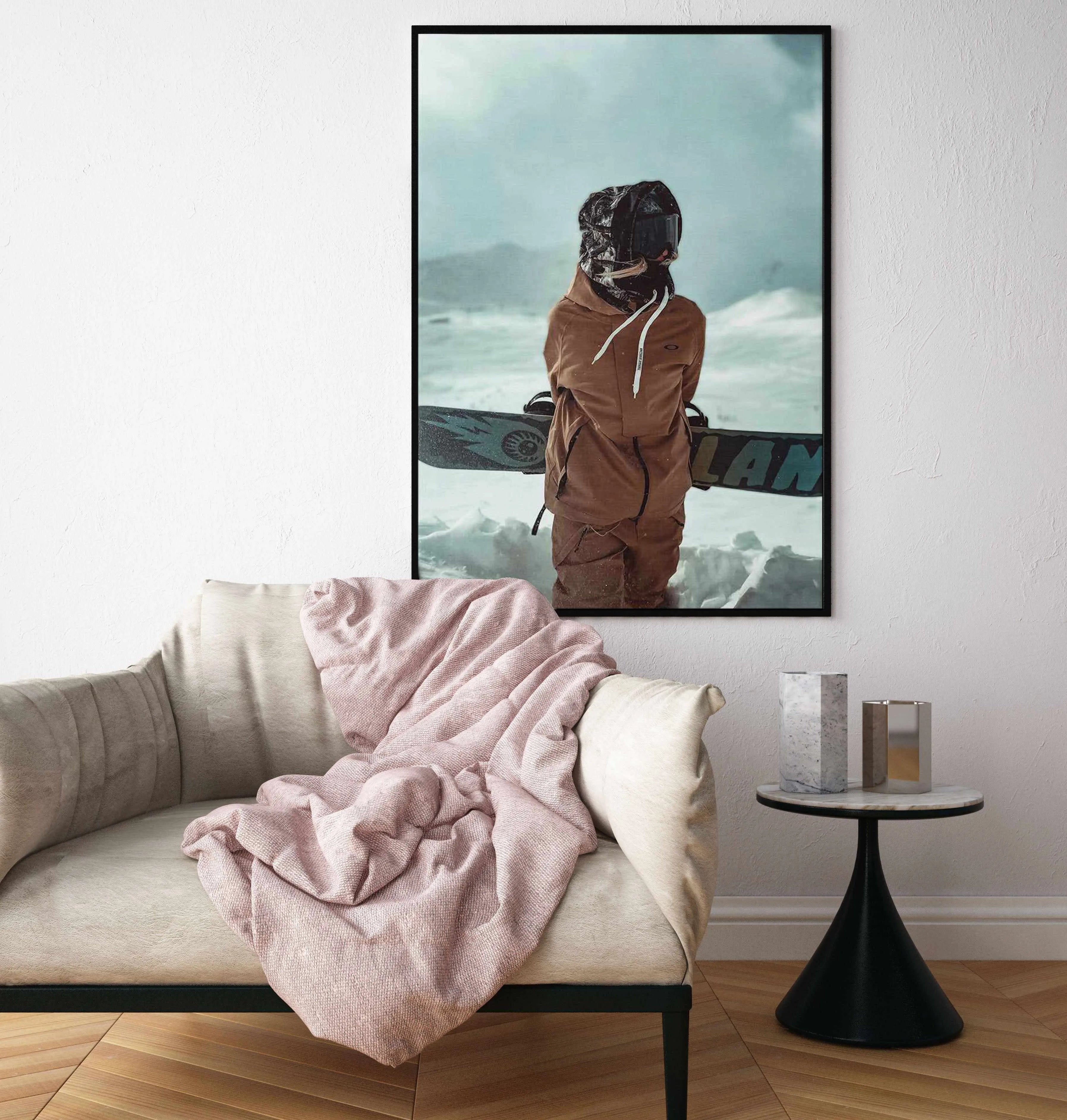 Snowboard by Marina Brisset | Framed Canvas Art Print from Olive et Oriel where you can shop wallpaper and artworks online