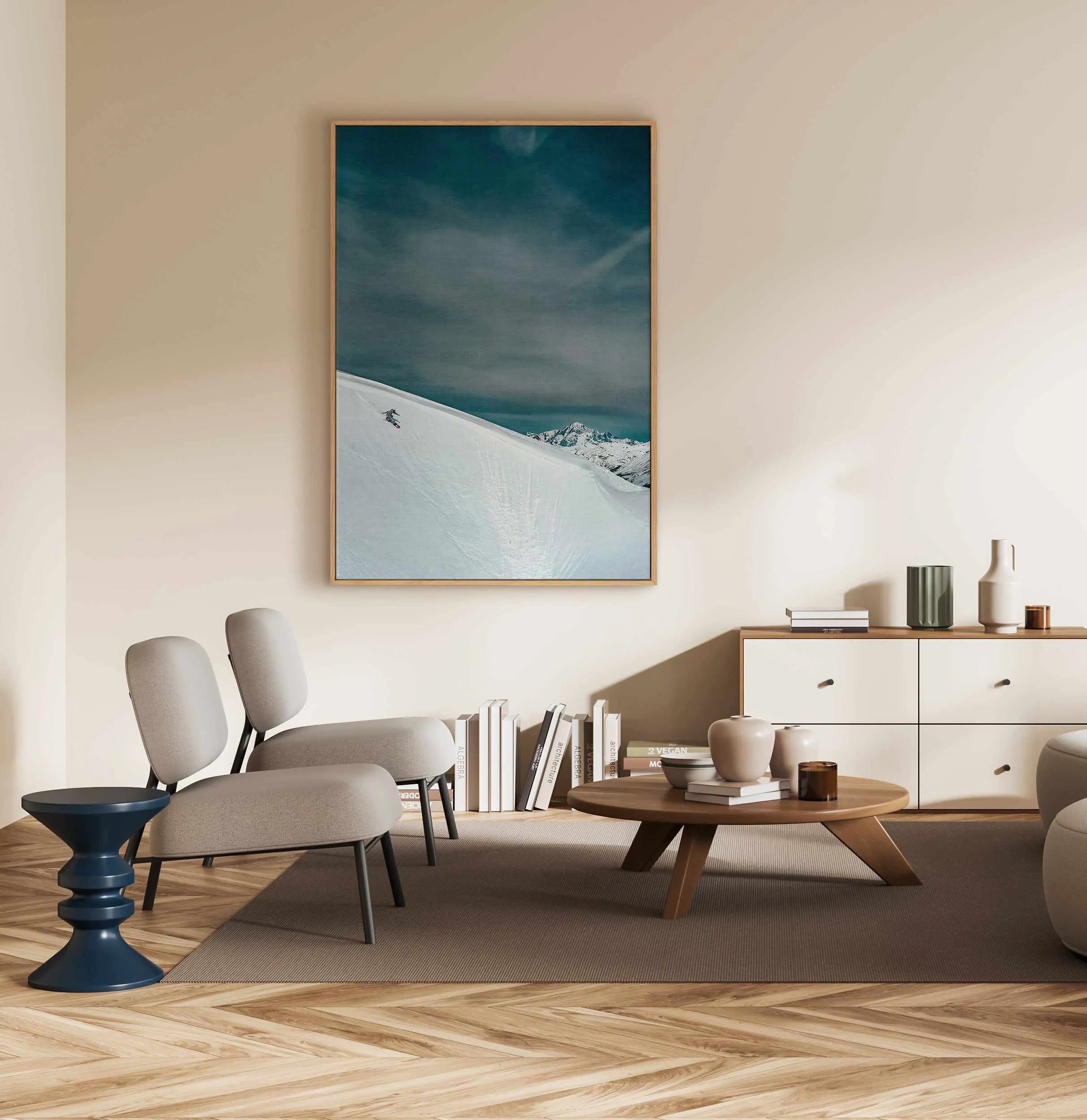 Snowslide by Marina Brisset | Framed Canvas Art Print from Olive et Oriel where you can shop wallpaper and artworks online