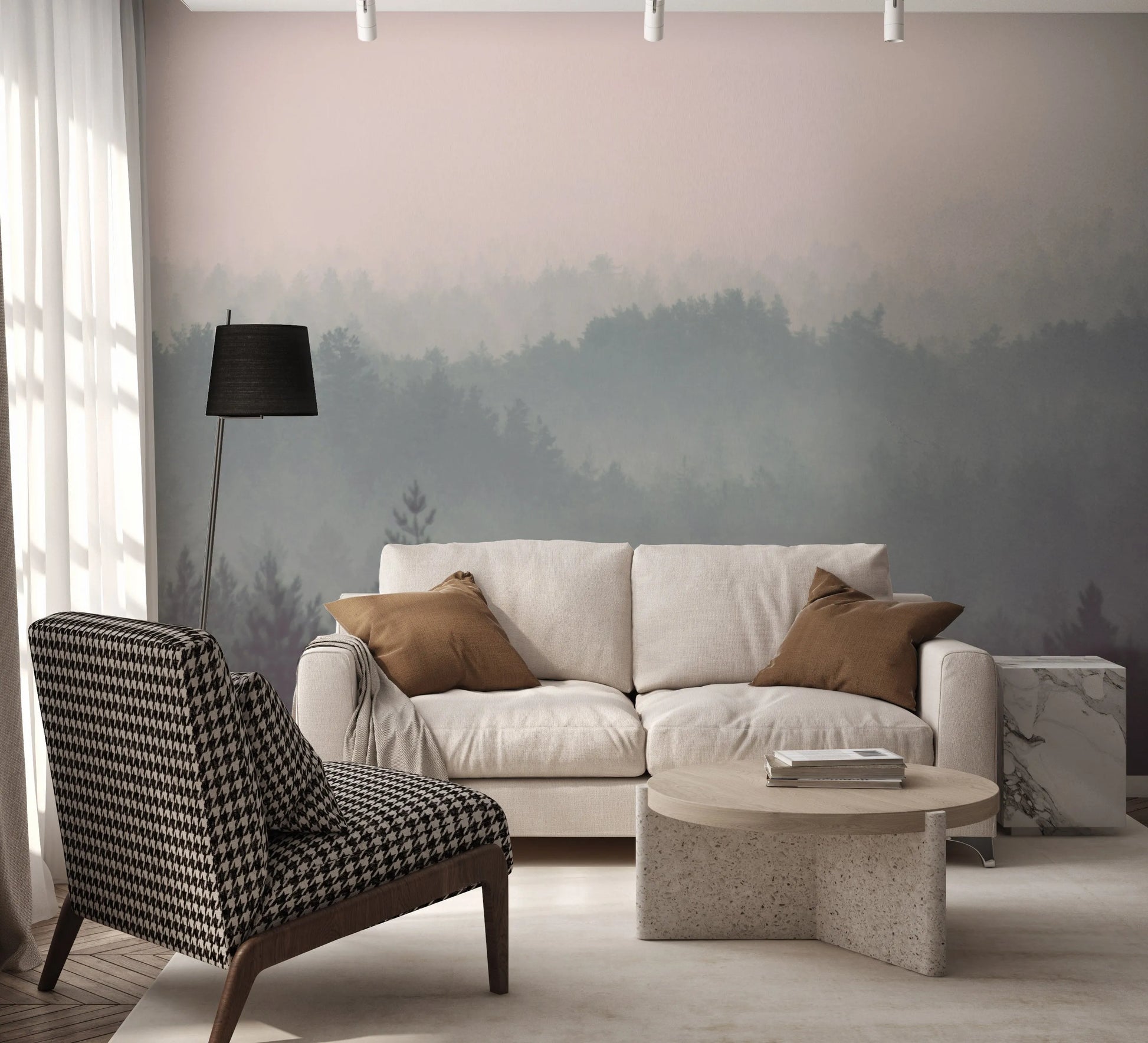 Soft Layered Forest Photo Mural Wallpaper from Olive et Oriel where you can shop wallpaper and artworks online
