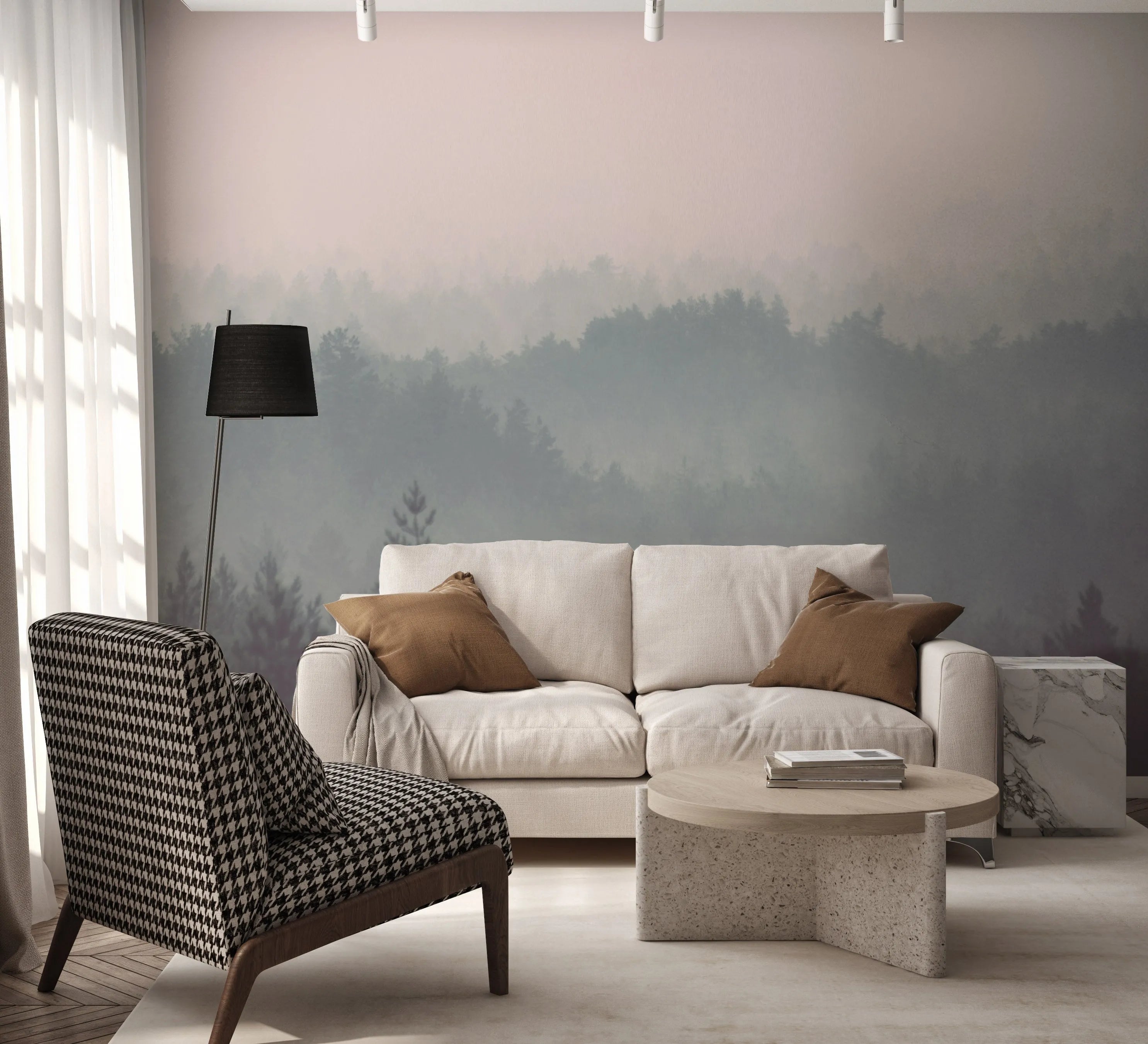 Soft Layered Forest Photo Mural Wallpaper from Olive et Oriel where you can shop wallpaper and artworks online
