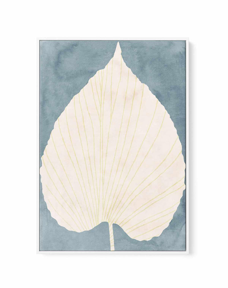 Soft Blue Fan Leaf by Casa Cartissi | Framed Canvas Art Print