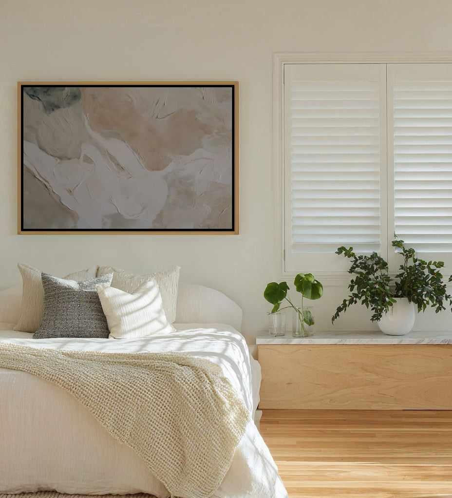 Soft Limestone II Framed Canvas Art Print — framed canvas wall art Australia