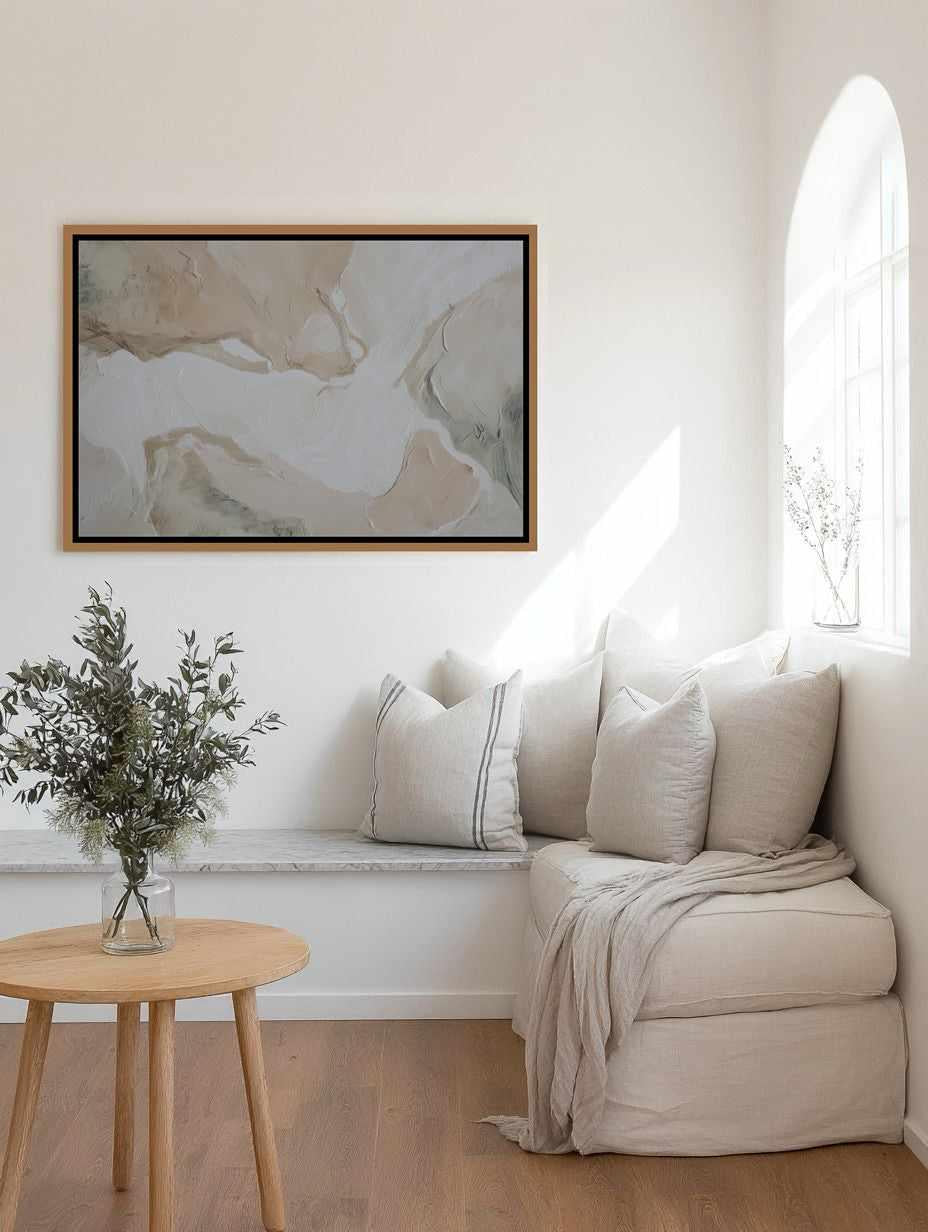 Soft Limestone III | Framed Canvas Art Print — framed canvas wall art Australia