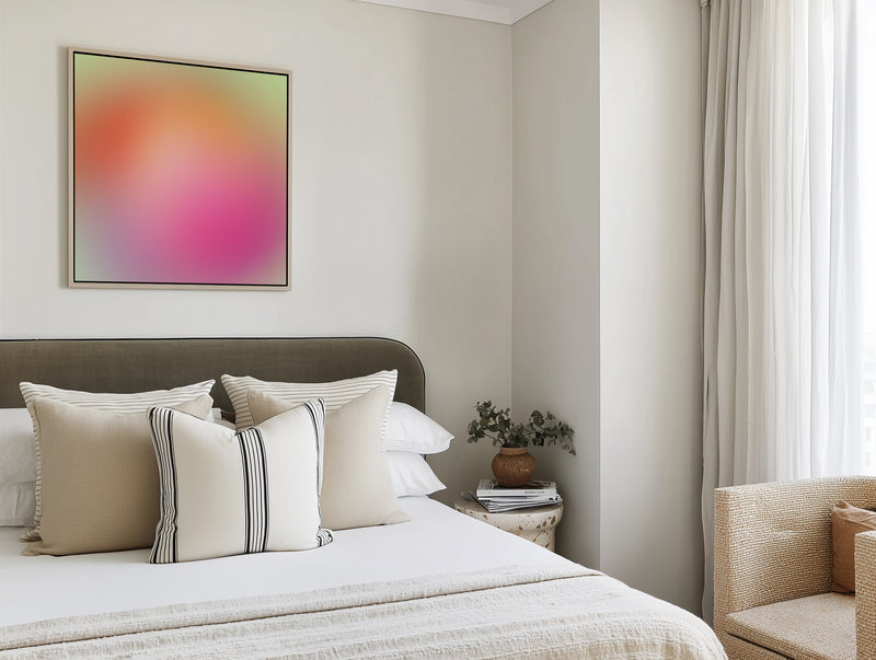 Soft Pink Orange Blend by Bilge Pakosylu | Framed Canvas Art Print