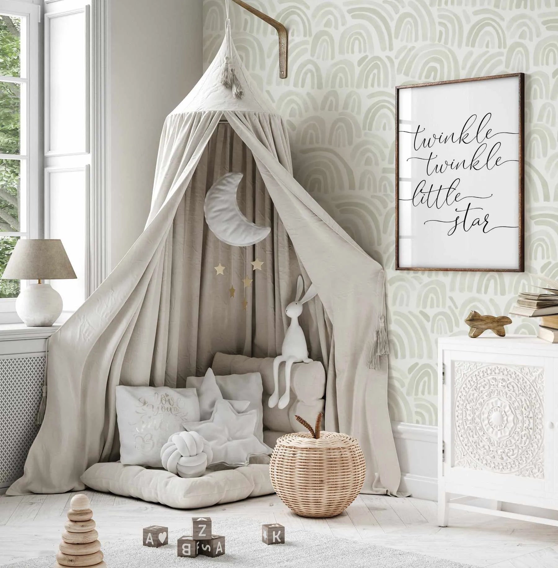 Soft Sage Rainbows Wallpaper-Wallpaper-Buy Kids Removable Wallpaper Online Our Custom Made Children√¢‚Ç¨‚Ñ¢s Wallpapers Are A Fun Way To Decorate And Enhance Boys Bedroom Decor And Girls Bedrooms They Are An Amazing Addition To Your Kids Bedroom Walls Our Collection of Kids Wallpaper Is Sure To Transform Your Kids Rooms Interior Style From Pink Wallpaper To Dinosaur Wallpaper Even Marble Wallpapers For Teen Boys Shop Peel And Stick Wallpaper Online Today With Olive et Oriel