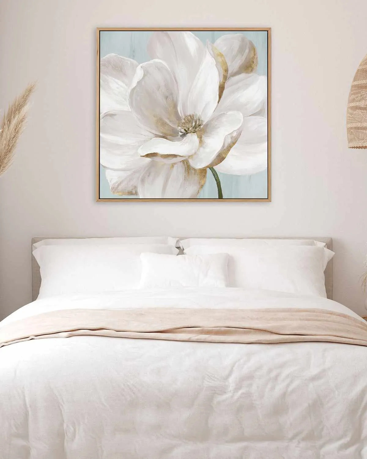 Soft White II | Framed Canvas Art Print from Olive et Oriel where you can shop wallpaper and artworks online