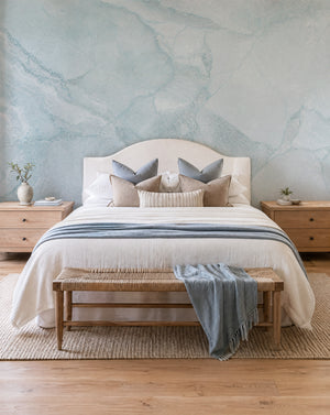 Soft Blue Marble Mural Wallpaper